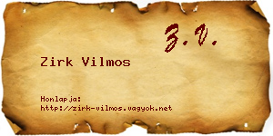 Zirk Vilmos névjegykártya